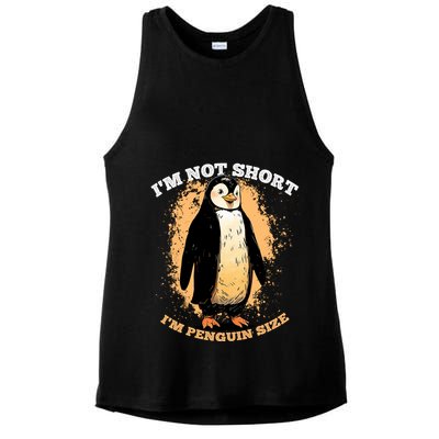 Funny Penguin Im Not Short Im Penguin Size Ladies PosiCharge Tri-Blend Wicking Tank
