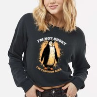 Funny Penguin Im Not Short Im Penguin Size Cropped Pullover Crew