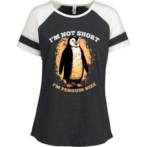 Funny Penguin Im Not Short Im Penguin Size Enza Ladies Jersey Colorblock Tee