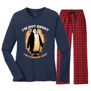 Funny Penguin Im Not Short Im Penguin Size Women's Long Sleeve Flannel Pajama Set 