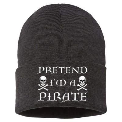 Fun Pretend Im A Pirate Lazy Halloween Costume Skull Swords Sustainable Knit Beanie