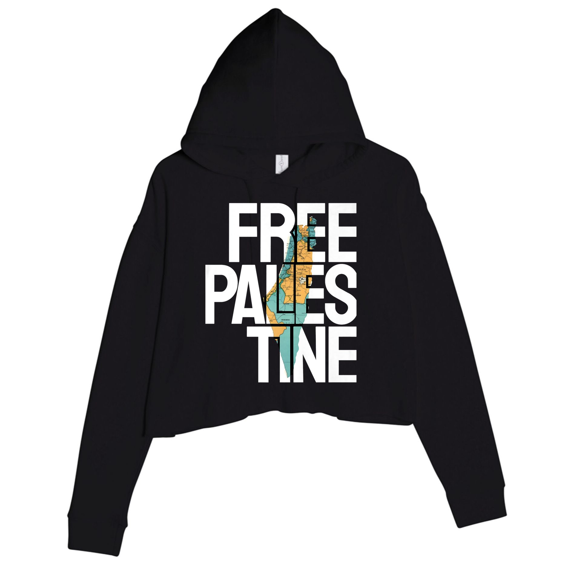 Free Palestine I Stand With Palestine Crop Fleece Hoodie