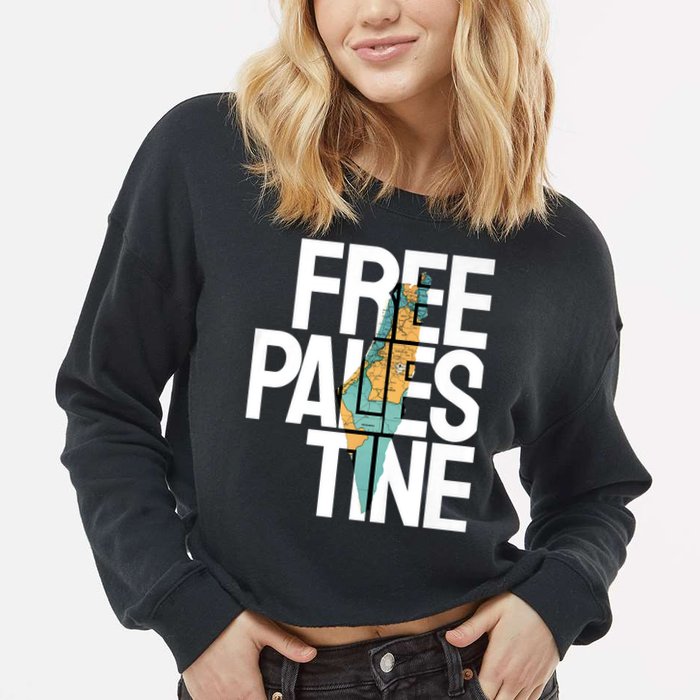 Free Palestine I Stand With Palestine Cropped Pullover Crew
