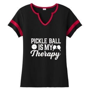 Funny Pickleball Is My Therapy Pickleball Player Humor Ladies Halftime Notch Neck Tee