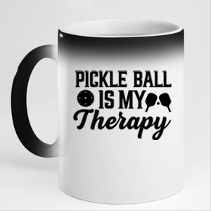 Funny Pickleball Is My Therapy Pickleball Player Humor 11oz Black Color Changing Mug