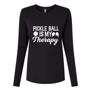 Funny Pickleball Is My Therapy Pickleball Player Humor Womens Cotton Relaxed Long Sleeve T-Shirt