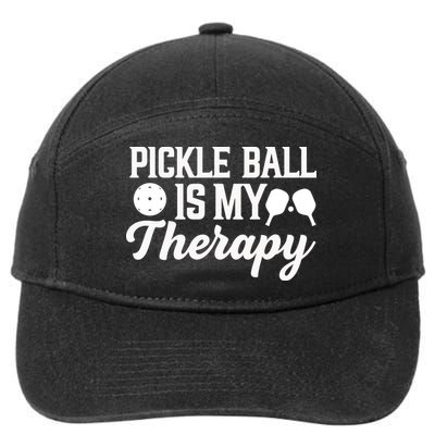 Funny Pickleball Is My Therapy Pickleball Player Humor 7-Panel Snapback Hat