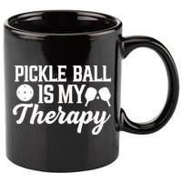 Funny Pickleball Is My Therapy Pickleball Player Humor 11oz C Handle Ceramic Mug