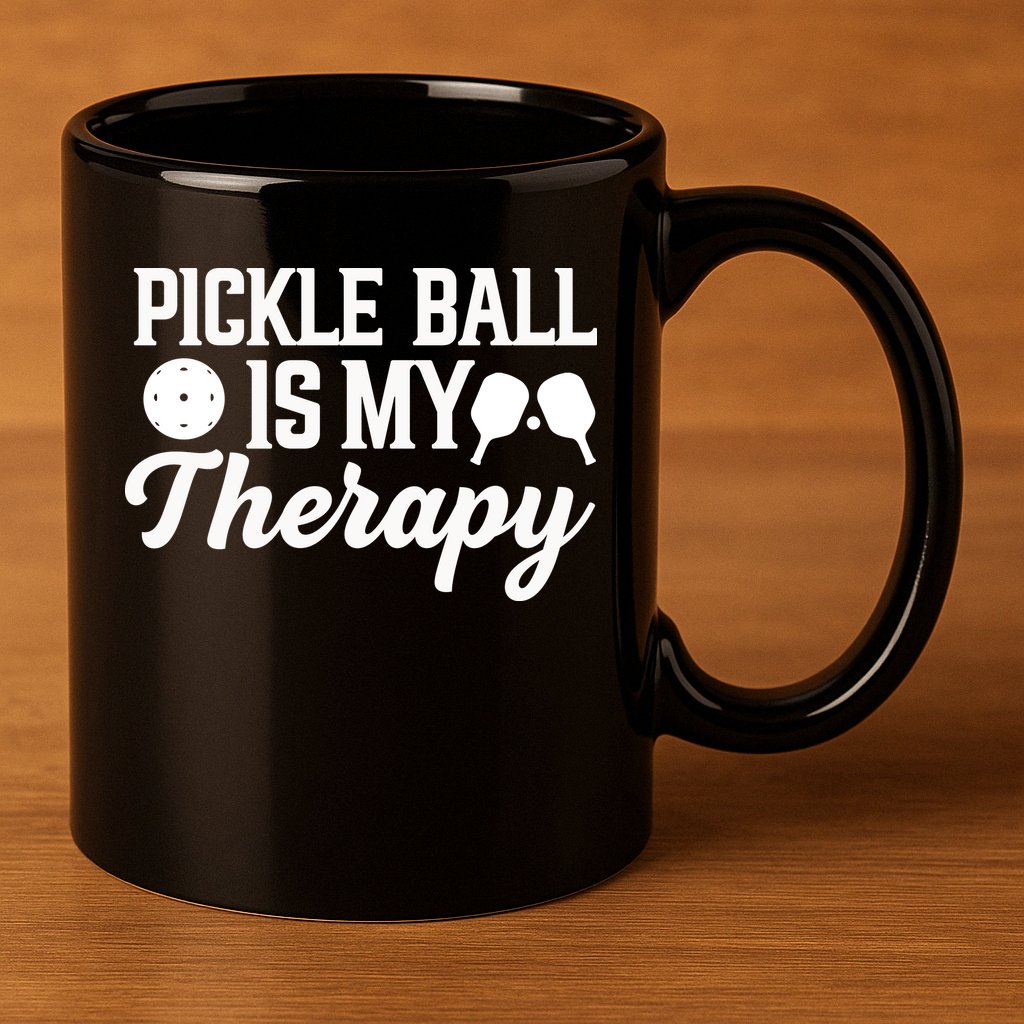 Funny Pickleball Is My Therapy Pickleball Player Humor 11oz C Handle Ceramic Mug