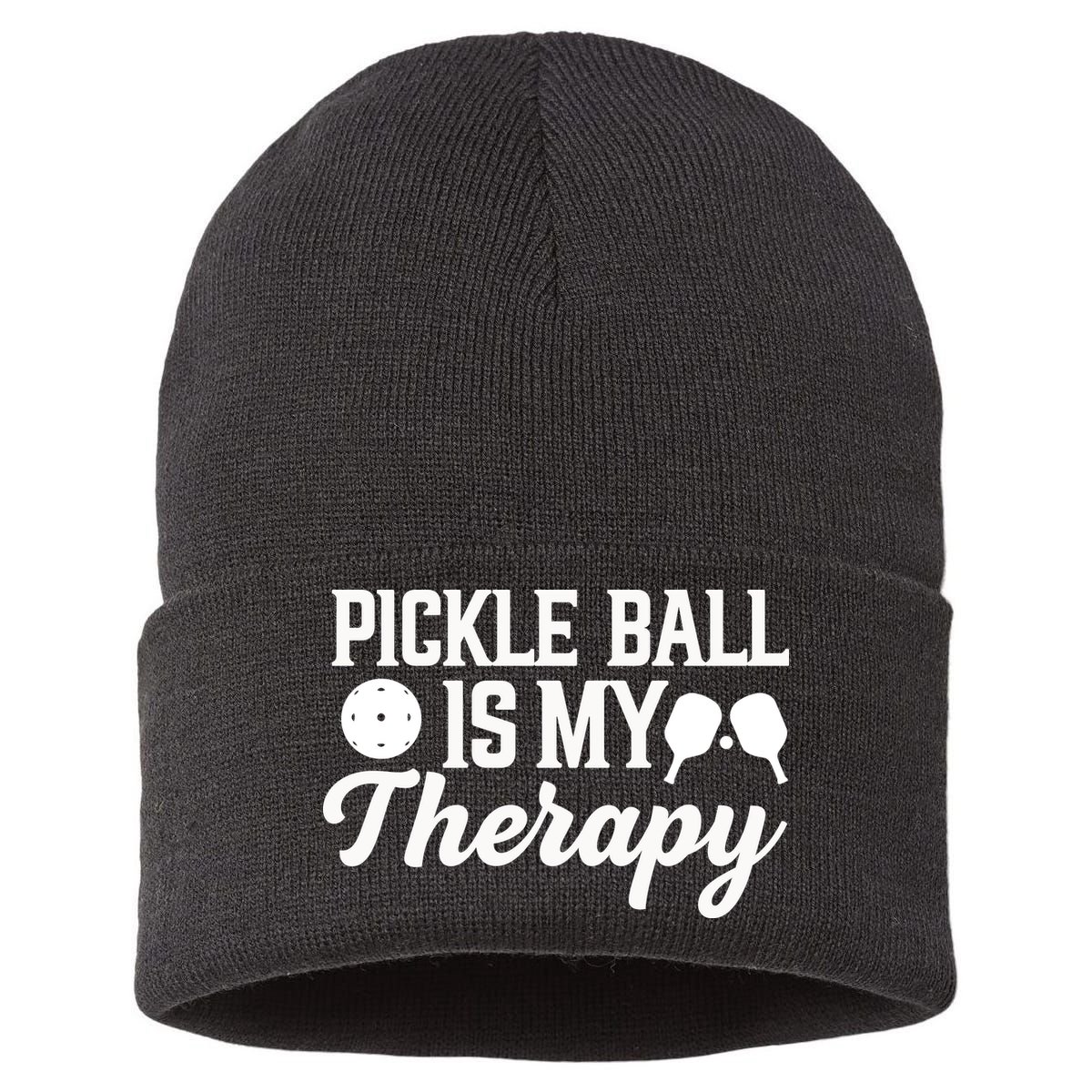 Funny Pickleball Is My Therapy Pickleball Player Humor Sustainable Knit Beanie