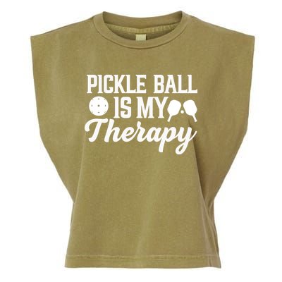 Funny Pickleball Is My Therapy Pickleball Player Humor Garment-Dyed Women's Muscle Tee