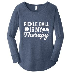 Funny Pickleball Is My Therapy Pickleball Player Humor Women's Perfect Tri Tunic Long Sleeve Shirt