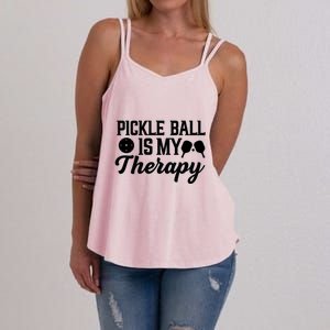 Funny Pickleball Is My Therapy Pickleball Player Humor Women's Strappy Tank