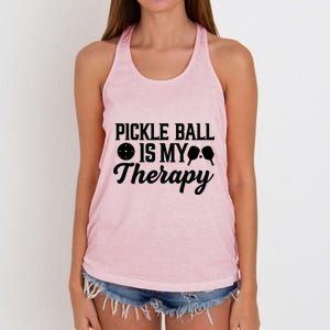 Funny Pickleball Is My Therapy Pickleball Player Humor Women's Knotted Racerback Tank