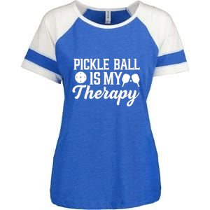 Funny Pickleball Is My Therapy Pickleball Player Humor Enza Ladies Jersey Colorblock Tee