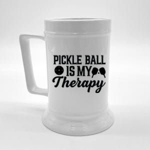 Funny Pickleball Is My Therapy Pickleball Player Humor Beer Stein