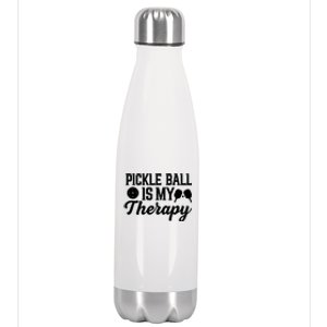 Funny Pickleball Is My Therapy Pickleball Player Humor Stainless Steel Insulated Water Bottle