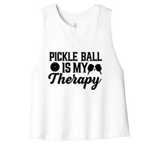 Funny Pickleball Is My Therapy Pickleball Player Humor Women's Racerback Cropped Tank