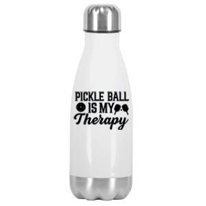 Funny Pickleball Is My Therapy Pickleball Player Humor Stainless Steel Insulated Water Bottle