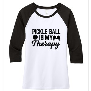 Funny Pickleball Is My Therapy Pickleball Player Humor Women's Tri-Blend 3/4-Sleeve Raglan Shirt