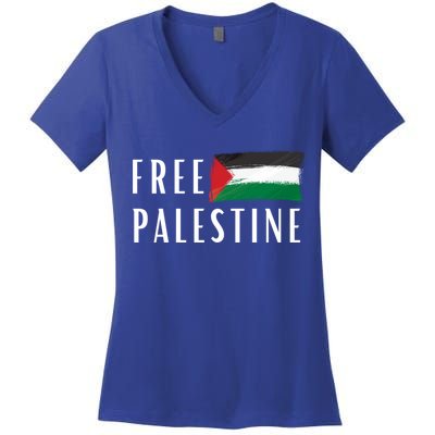Free Palestine I Support Palestine Freedom Flag Free Gaza Cool Gift Women's V-Neck T-Shirt