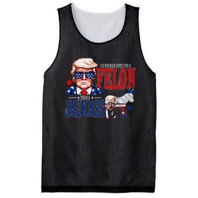 Funny Protrump I’D Rather Vote For A Felon Than A Jack Ass Mesh Reversible Basketball Jersey Tank