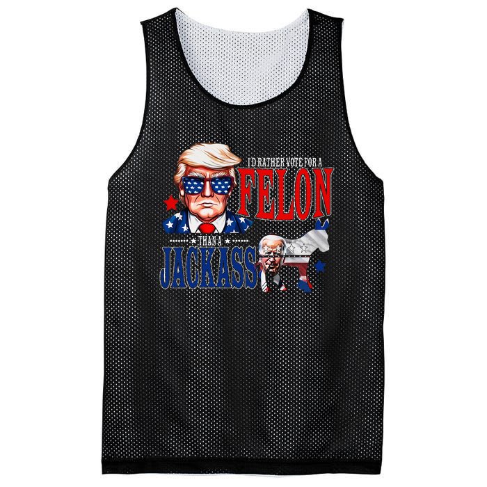 Funny Protrump I’D Rather Vote For A Felon Than A Jack Ass Mesh Reversible Basketball Jersey Tank