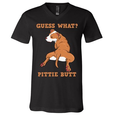 Funny Pitbull I Guess What Pittie Butt I Dog Lover Pitbull V-Neck T-Shirt