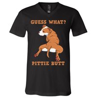 Funny Pitbull I Guess What Pittie Butt I Dog Lover Pitbull V-Neck T-Shirt