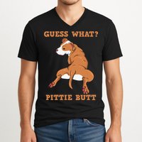 Funny Pitbull I Guess What Pittie Butt I Dog Lover Pitbull V-Neck T-Shirt