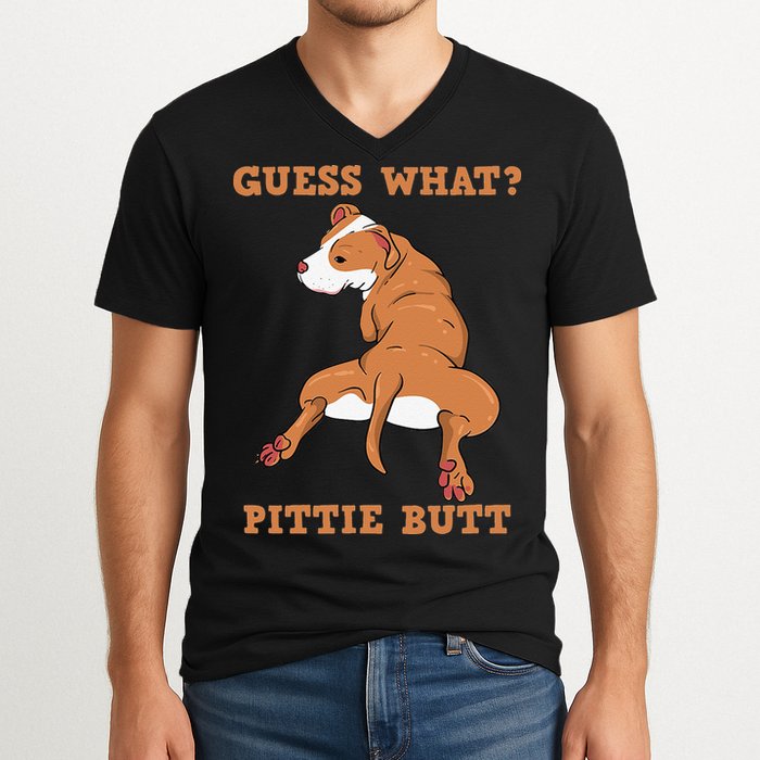 Funny Pitbull I Guess What Pittie Butt I Dog Lover Pitbull V-Neck T-Shirt