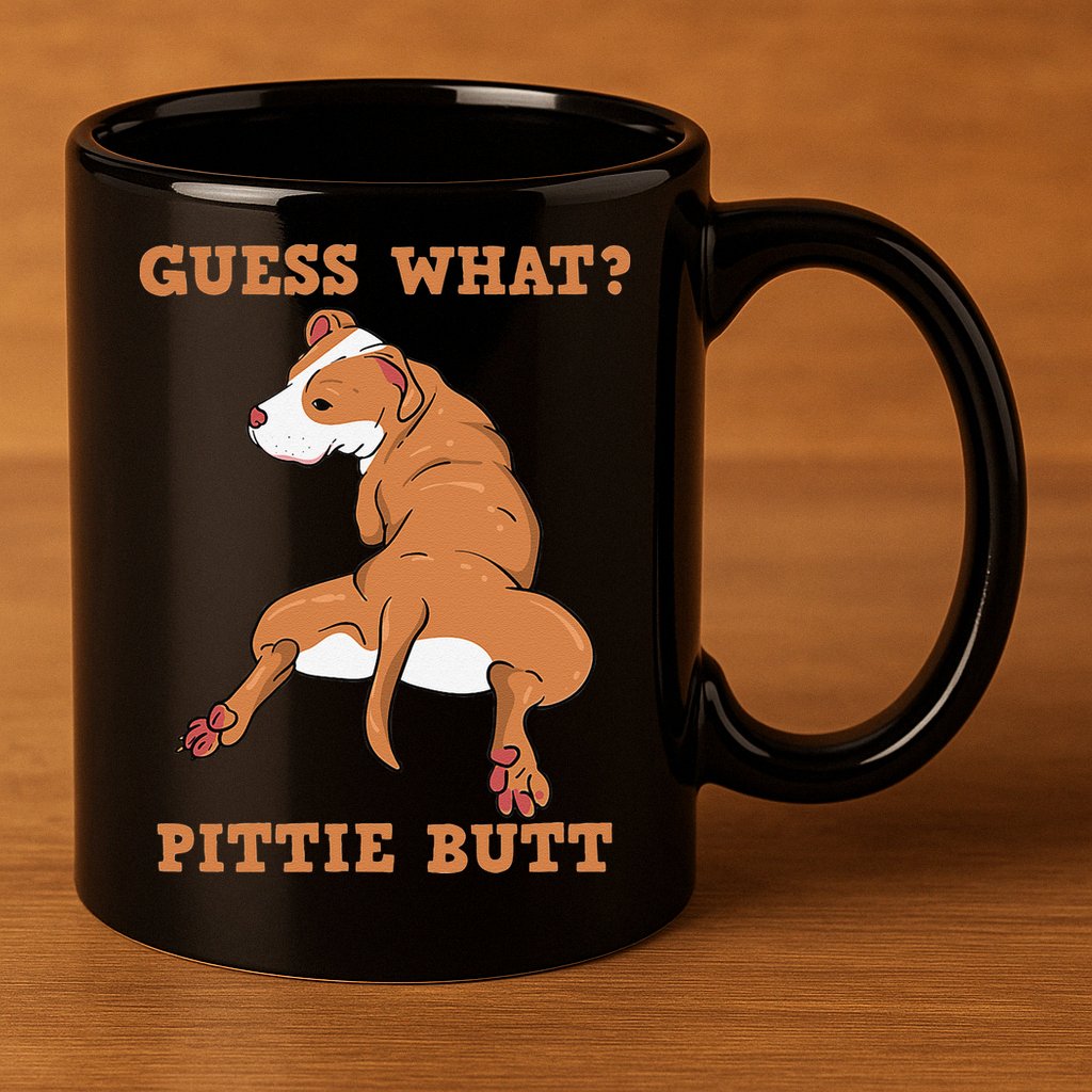 Funny Pitbull I Guess What Pittie Butt I Dog Lover Pitbull 11oz C Handle Ceramic Mug