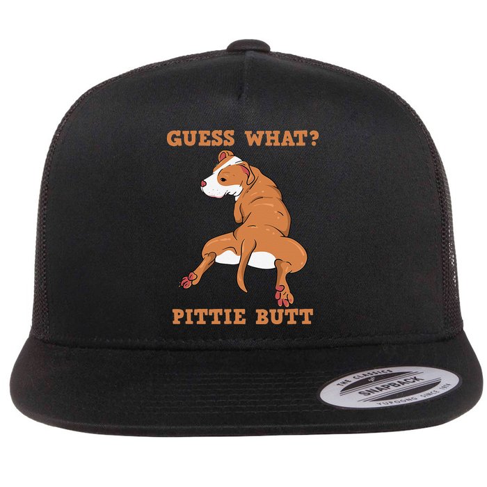 Funny Pitbull I Guess What Pittie Butt I Dog Lover Pitbull Flat Bill Trucker Hat
