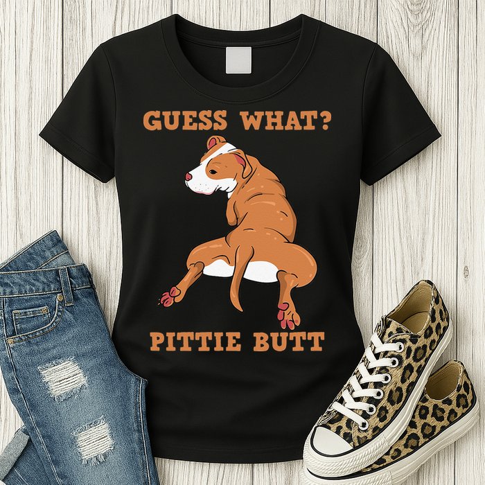 Funny Pitbull I Guess What Pittie Butt I Dog Lover Pitbull Womens T-Shirt