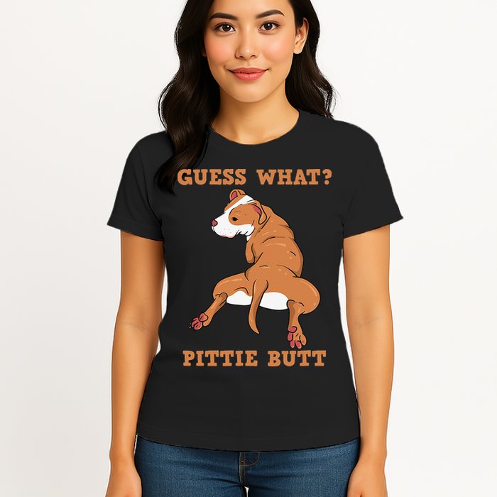 Funny Pitbull I Guess What Pittie Butt I Dog Lover Pitbull Womens T-Shirt