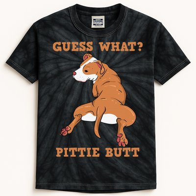 Funny Pitbull I Guess What Pittie Butt I Dog Lover Pitbull Kids Tie-Dye T-Shirt