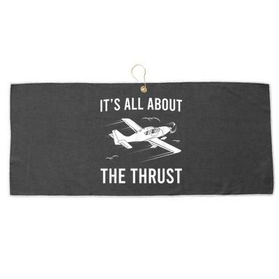 Funny Pilot It's All About The Thrust Airplane Pilot Large Microfiber Waffle Golf Towel