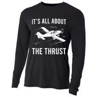 Funny Pilot It's All About The Thrust Airplane Pilot Cooling Performance Long Sleeve Crew