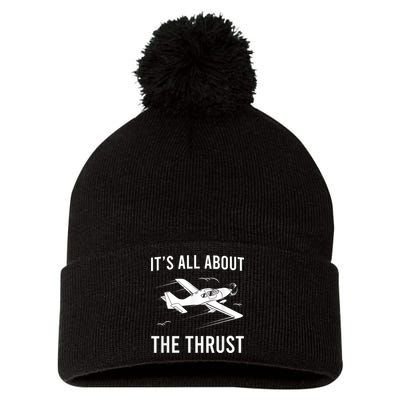 Funny Pilot It's All About The Thrust Airplane Pilot Pom Pom 12in Knit Beanie