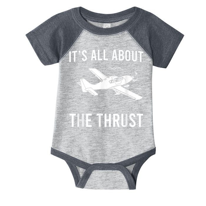 Funny Pilot It's All About The Thrust Airplane Pilot Infant Baby Jersey Bodysuit