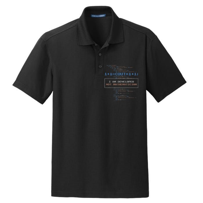 Funny Programmer  I Am A Developer Not Mathematician Dry Zone Grid Polo