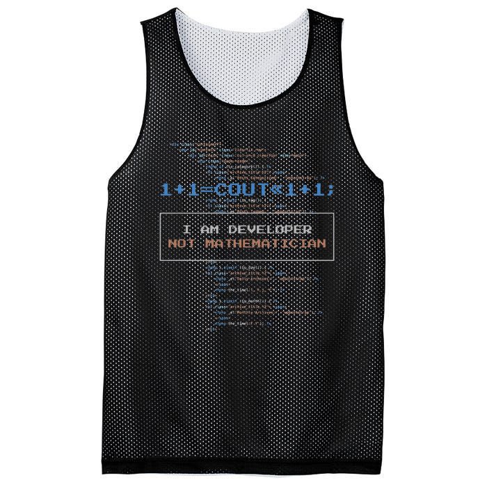 Funny Programmer  I Am A Developer Not Mathematician Mesh Reversible Basketball Jersey Tank