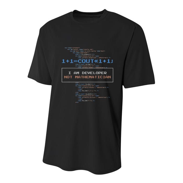 Funny Programmer  I Am A Developer Not Mathematician Youth Performance Sprint T-Shirt