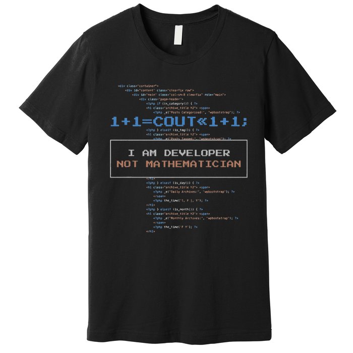 Funny Programmer  I Am A Developer Not Mathematician Premium T-Shirt