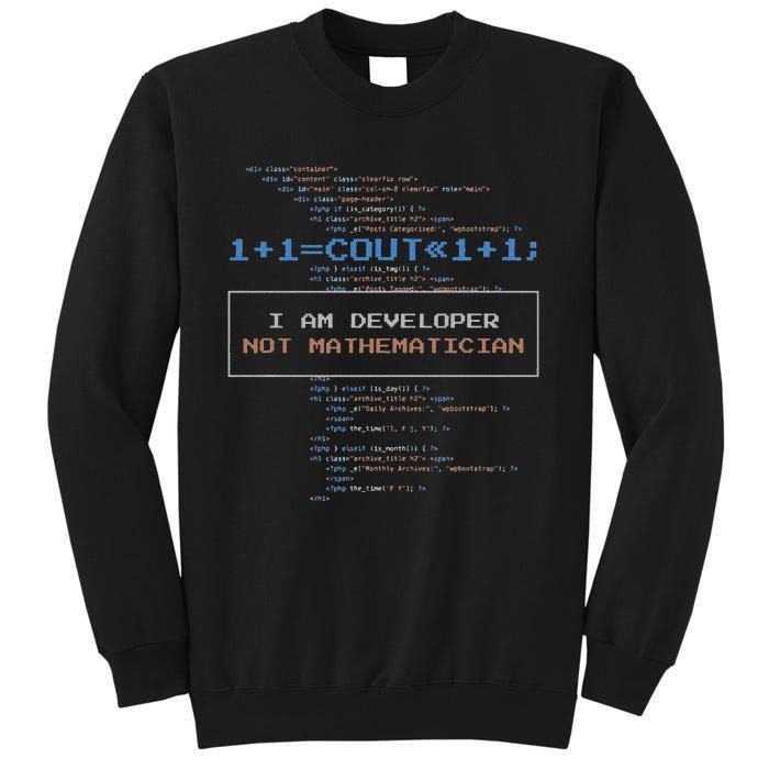 Funny Programmer  I Am A Developer Not Mathematician Tall Sweatshirt