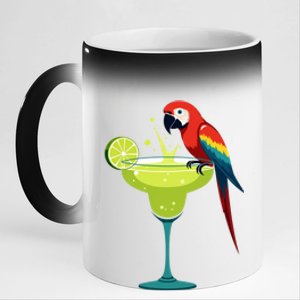 Funny Parrots Ing Margarita On Summer Group Bird Gift 11oz Black Color Changing Mug