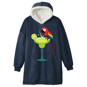 Funny Parrots Ing Margarita On Summer Group Bird Gift Hooded Wearable Blanket