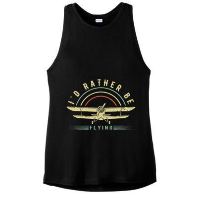 Funny Pilot I'd Rather Be Flying Airplane Pilot Gift Ladies PosiCharge Tri-Blend Wicking Tank