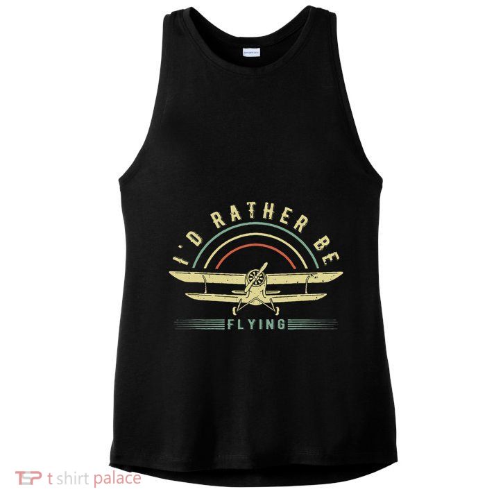 Funny Pilot I'd Rather Be Flying Airplane Pilot Gift Ladies PosiCharge Tri-Blend Wicking Tank