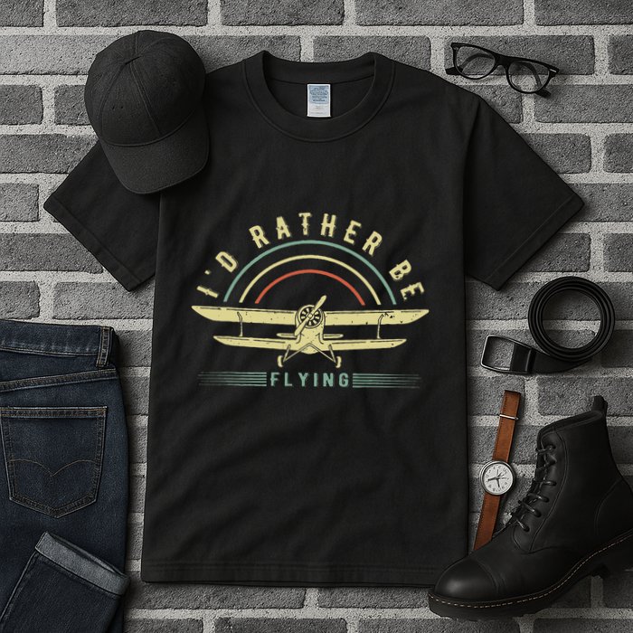 Funny Pilot I'd Rather Be Flying Airplane Pilot Gift Tall T-Shirt